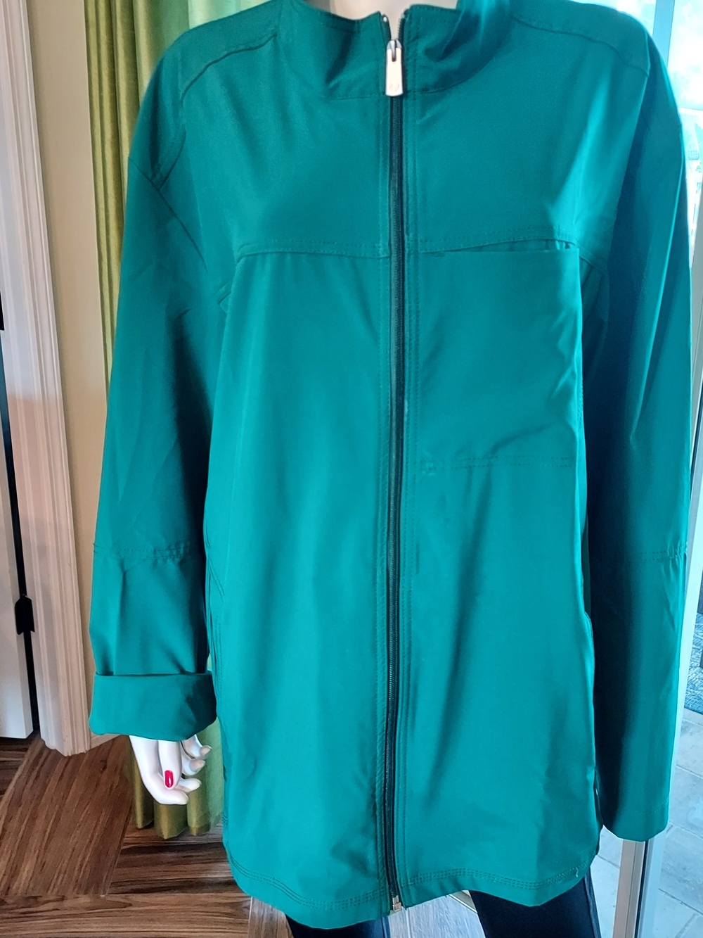 Men's Teal Windbreaker Jacket - Lightweight Rain Resistant Full-Zip: Unisex 2XL.